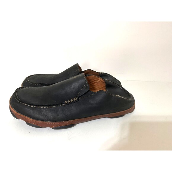 OluKai Moloa Slip-On Shoes Men\'s Size‎ 10 EU 43 Black Leather Loafer Casual main image 6